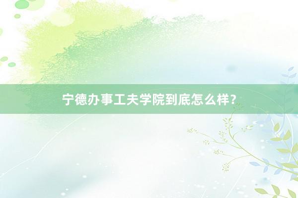 宁德办事工夫学院到底怎么样？