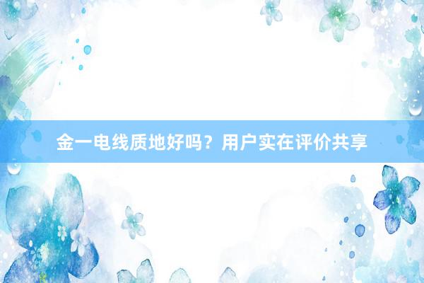 金一电线质地好吗？用户实在评价共享